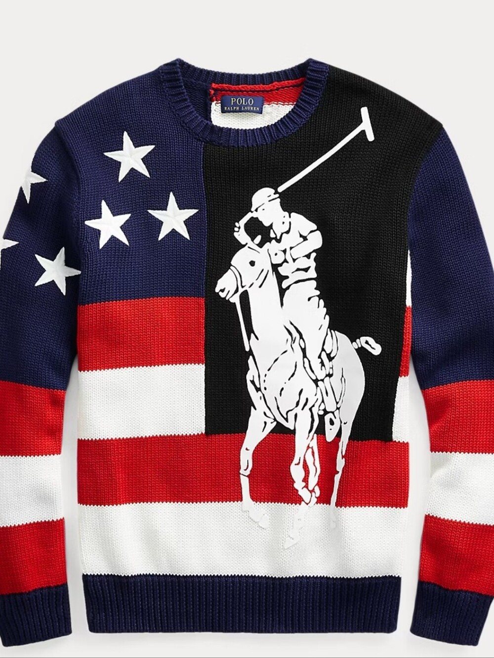 Polo by Ralph Lauren  Big Pony Cotton Sweater - Navy/Red/White, XL